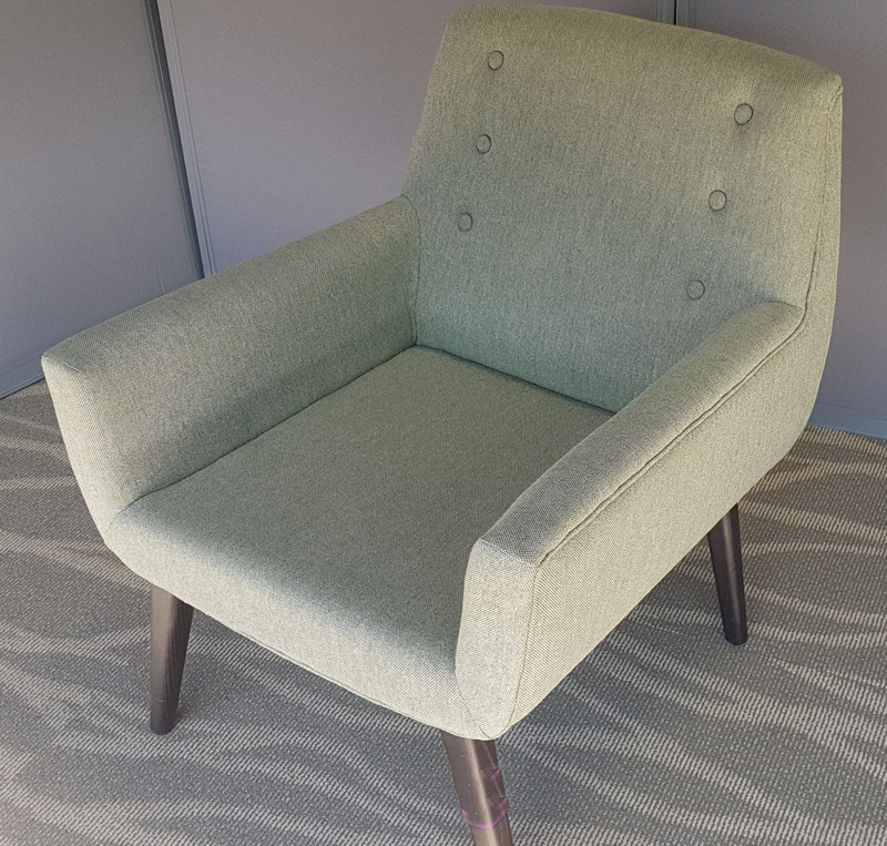 Grey fabric lounge armchair
