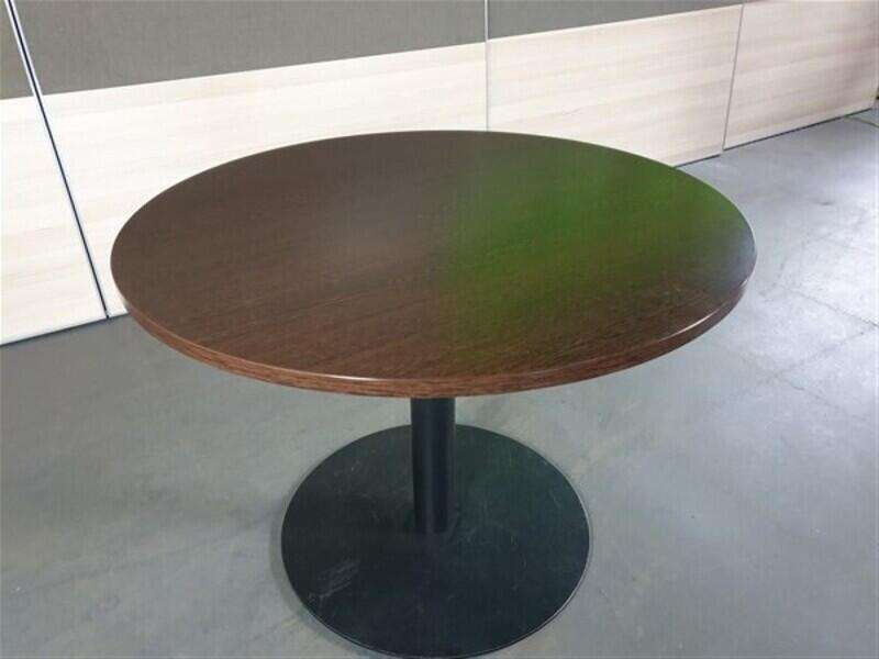 Walnut Circular Table Black Base
