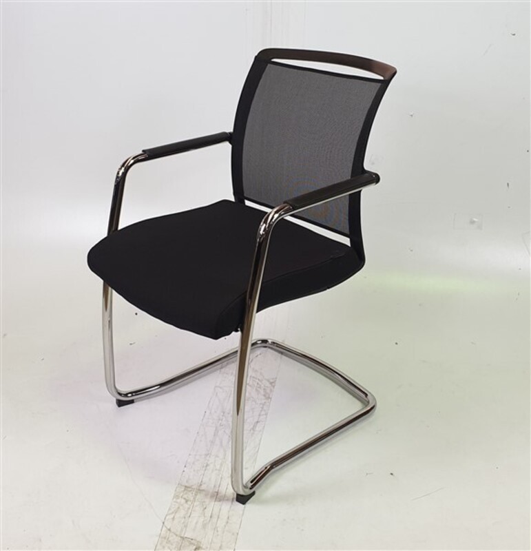 Pledge Black Mesh Back Fabric Seat Stackable Chair