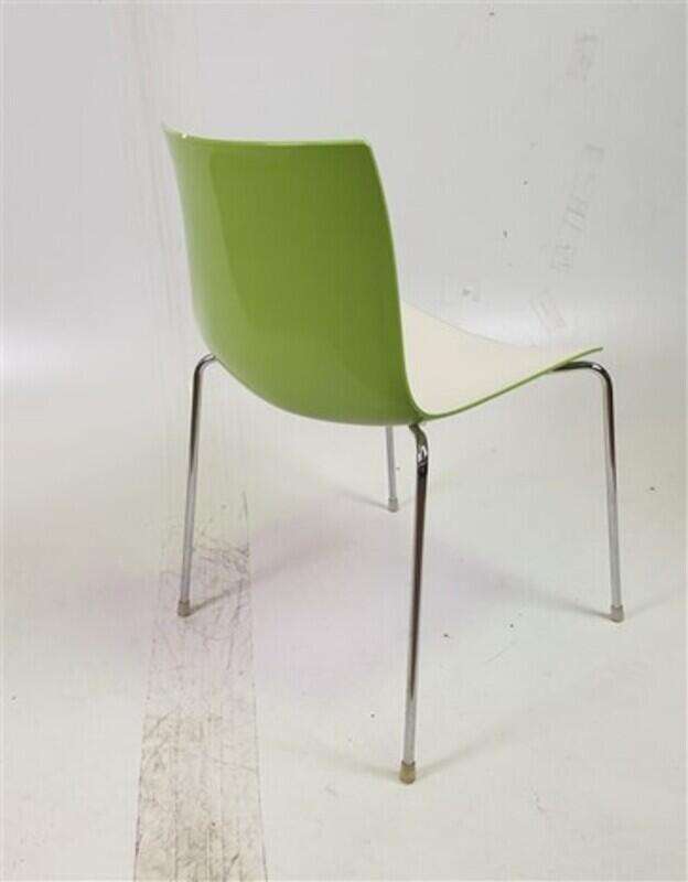 Matte White & Shiny Green Stackable Chair