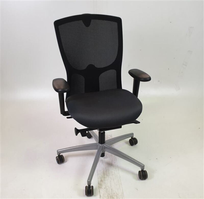 Black Mesh Back Dark Grey Fabric Seat Chair