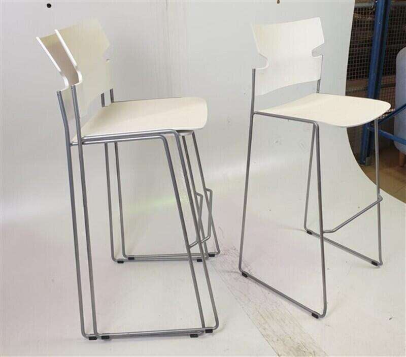 Materia White Stackable Stool Steel Frame