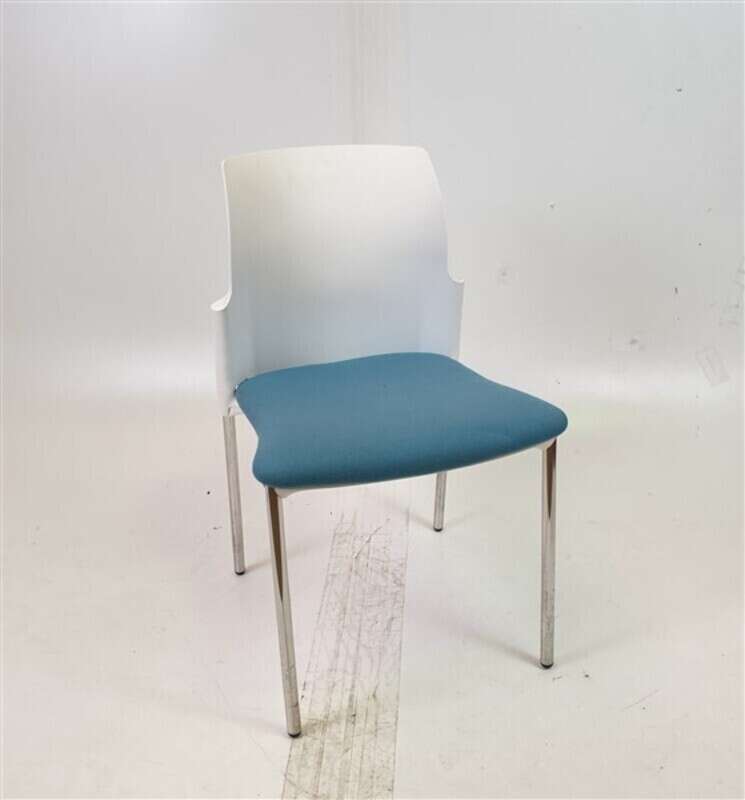 Elite White Back Blue Fabric Chair