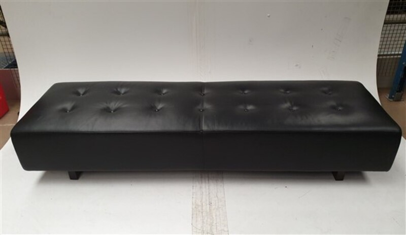 Low black leather bench