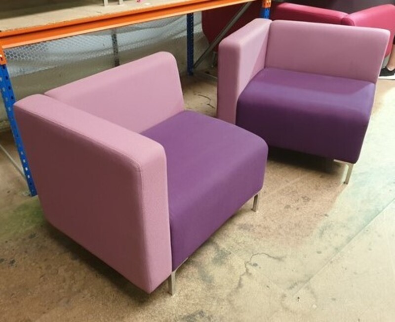 Purple two toned corner sofas