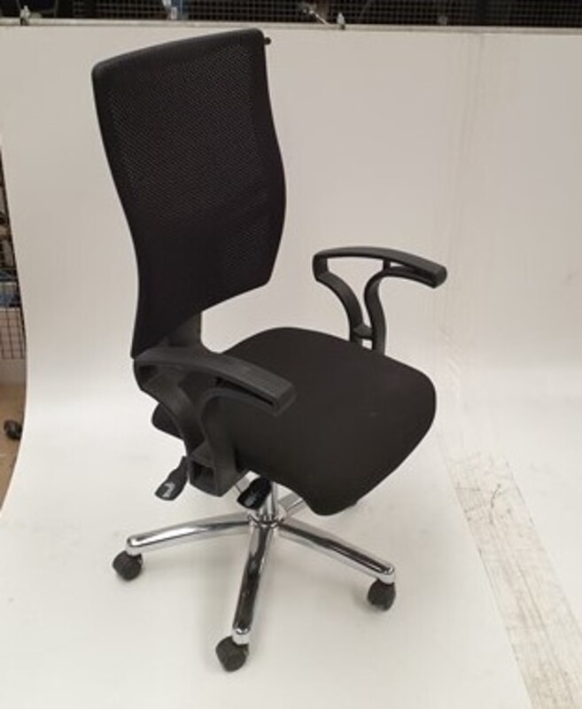 Black mesh back chair chrome base