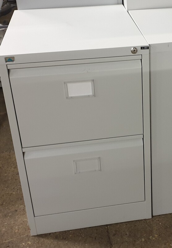 2 drawer light grey filing cabinet