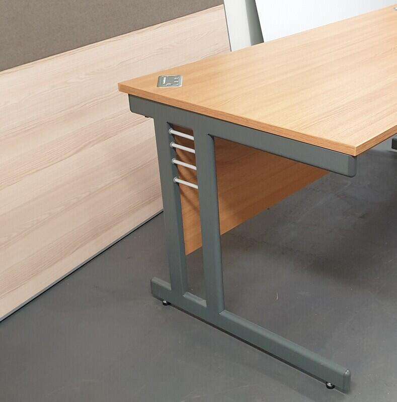 Oak desk with modesty panel