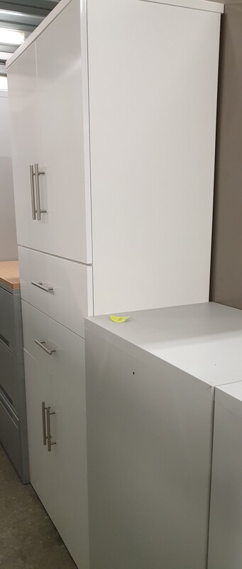 White double cupboard with drawers