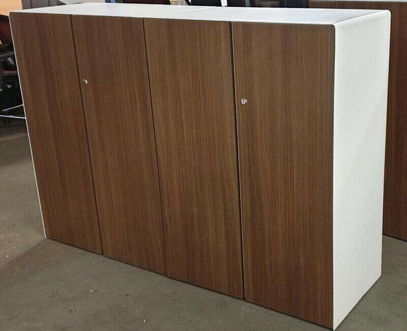 Walnut and white cupboards (Sold as a pair)