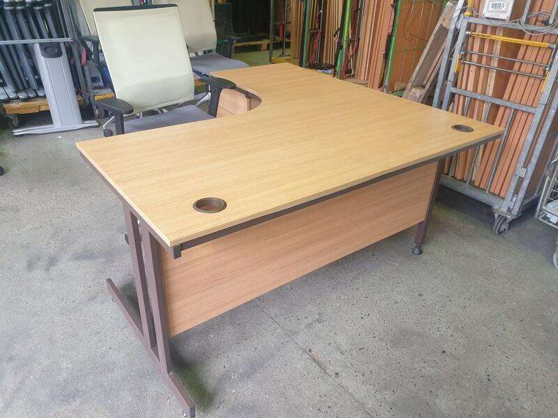 Oak Corner Desk Complete With Desk High Pedestal