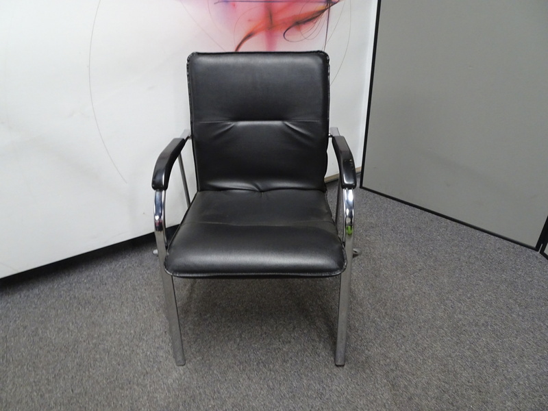 Meeting Chair in Black Faux Leather