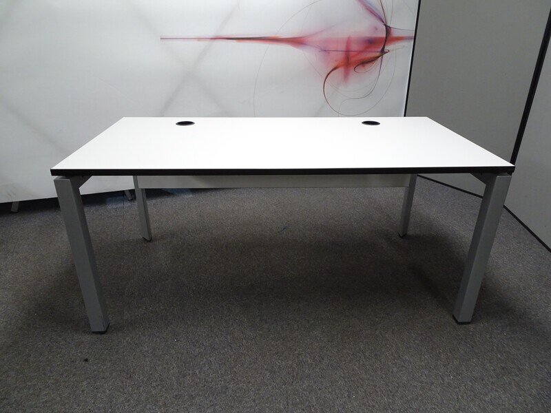 1600w mm Steelcase Freestanding Desk with White Top & Black Edging
