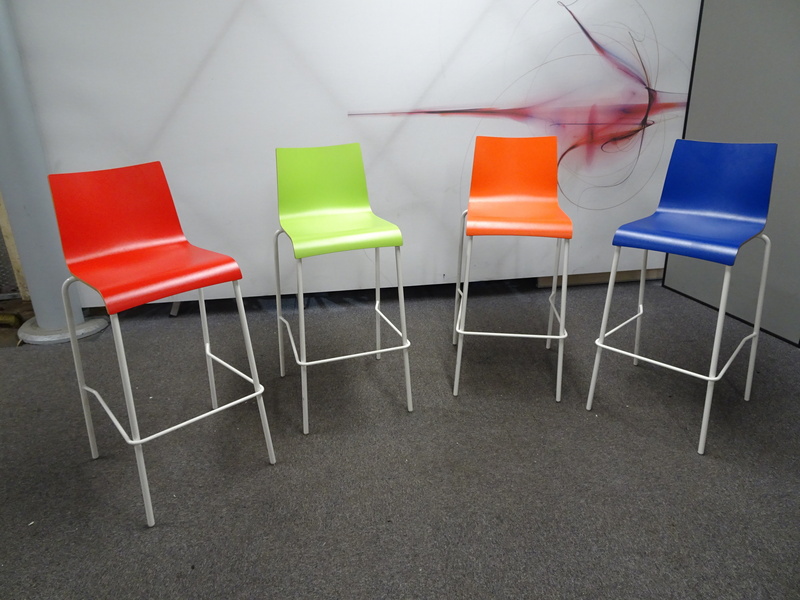 Set of 4 Brightly Coloured High Stools