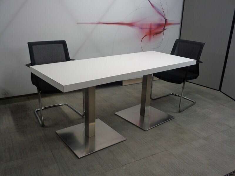 1710 x 700mm Chrome and White Table