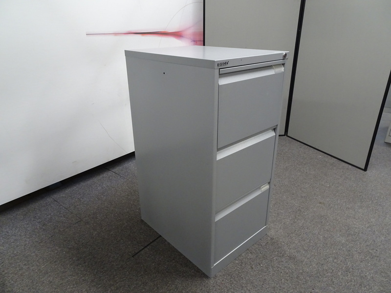 Bisley 3 Drawer Grey Metal Filing Cabinet