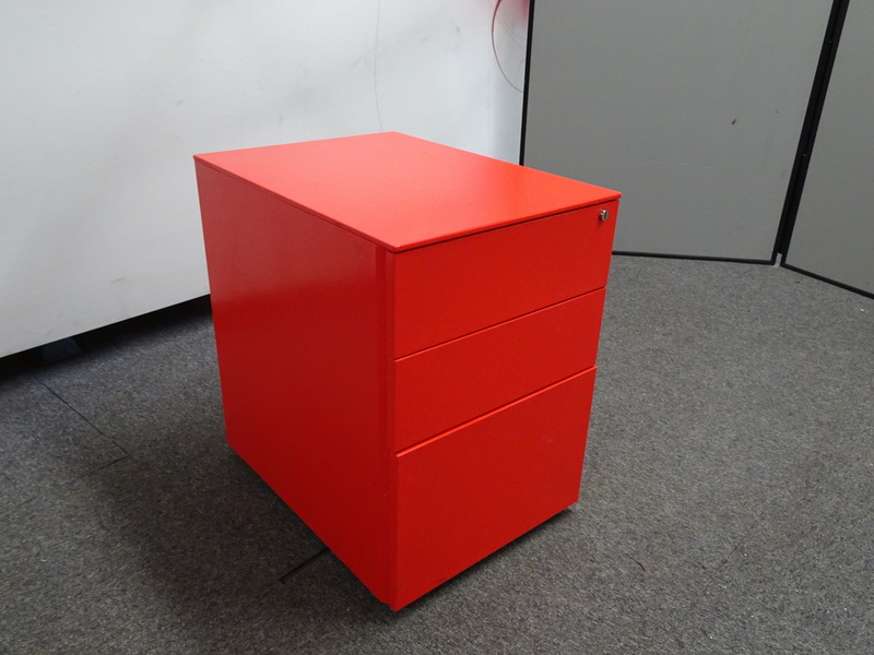 Red Metal 3 Drawer Pedestal