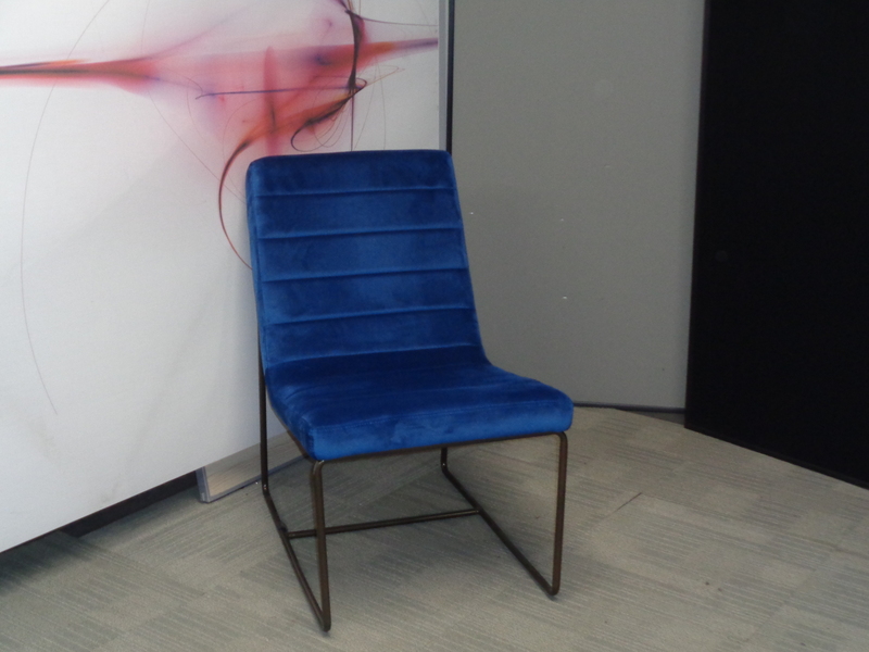 Low Blue Velour Lounge Chair 