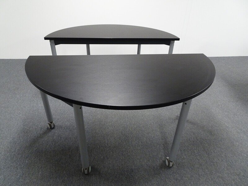 1500w mm Ocee Design Semi Circular Black Flip Top Table 
