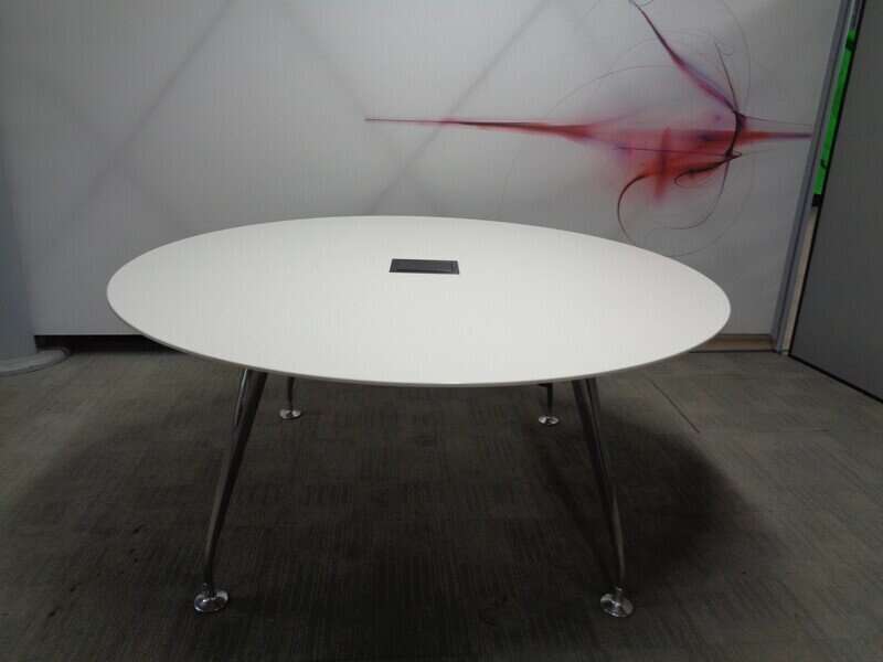 White Circular Boardroom Table