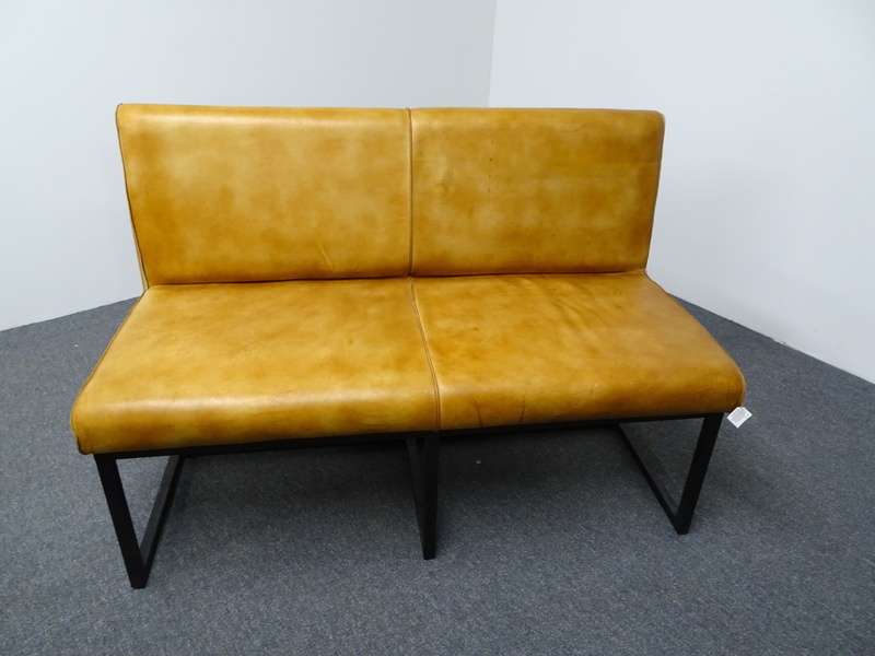 Tan Leather 2 Seater Bench