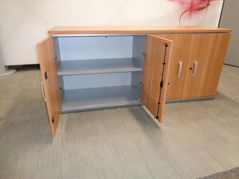 Cherry and Grey Double Width Wooden Cupboard