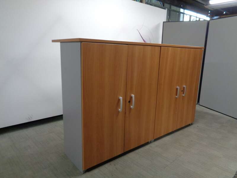 1240h mm Cherry and Grey Double Width Wooden Cupboard
