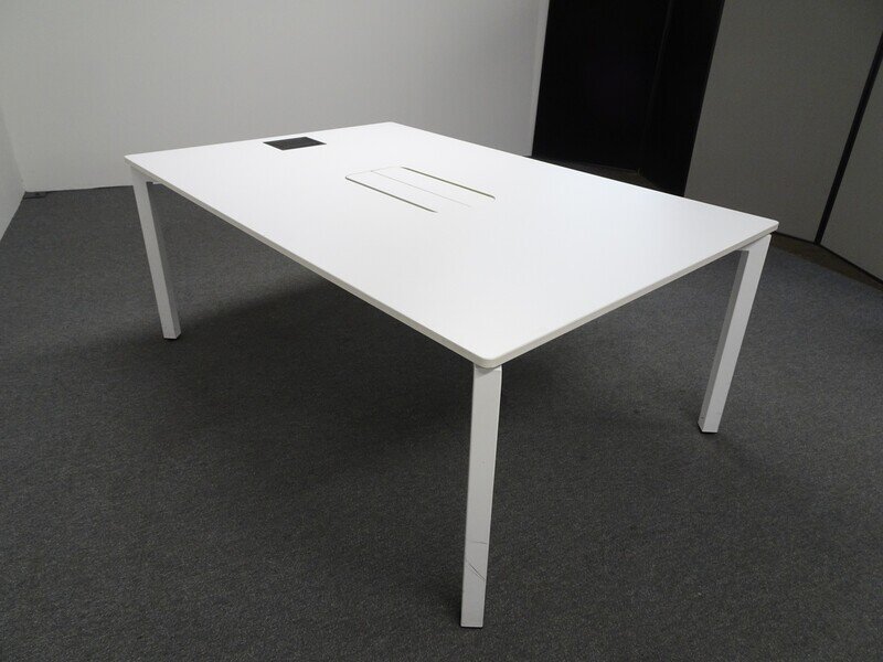 1800w mm White Meeting Table with Electrics