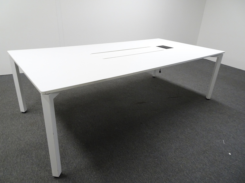 2400w mm White Meeting Table with Electrics