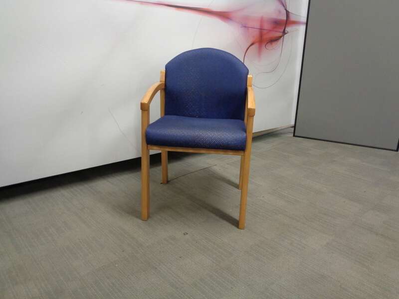 Blue and Beech Meeting Chair with Arms