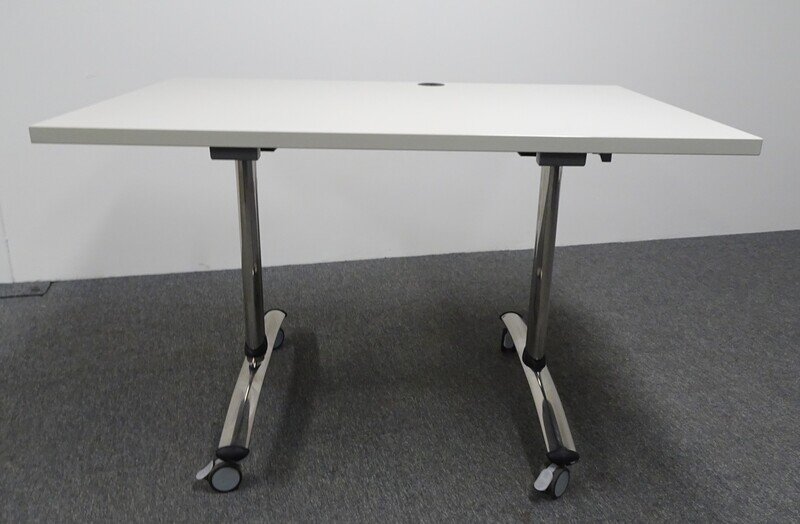 1180w mm White & Chrome Flip Top Table