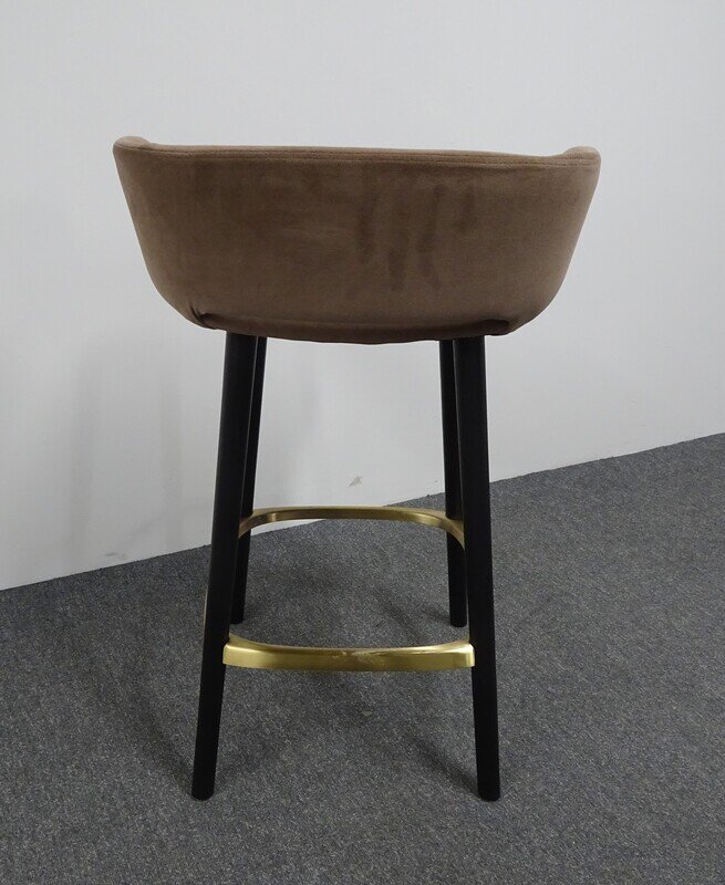 Pedrali babila Stool with Backrest in Brown Faux Suede