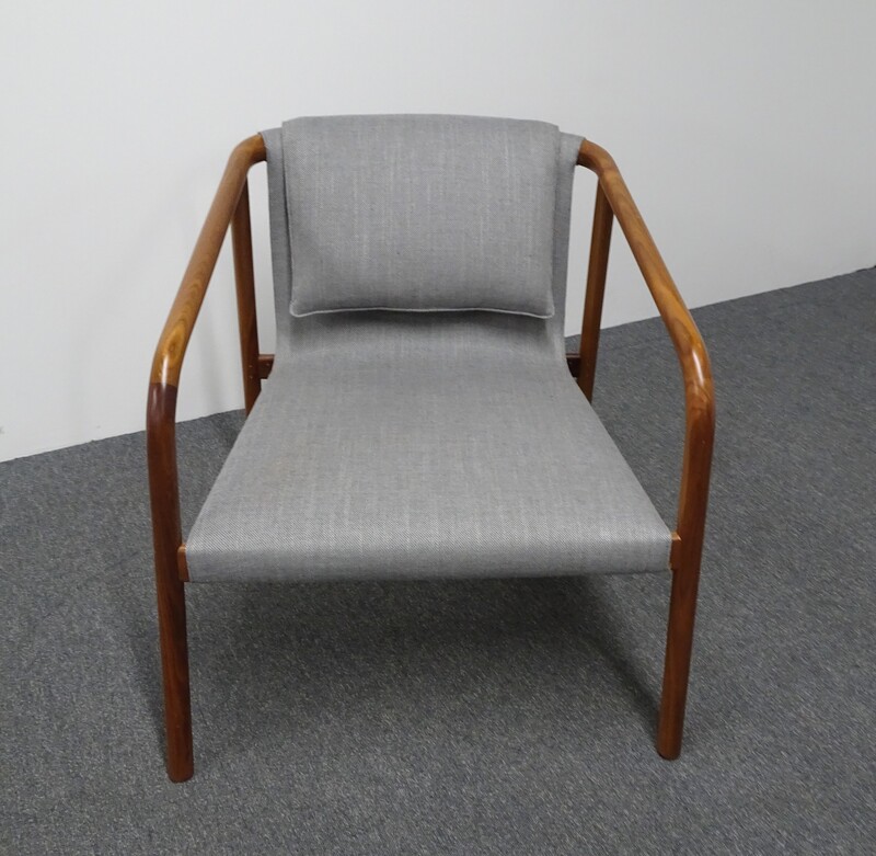 Armchair with Walnut Frame and Grey Kvadrat Fabric