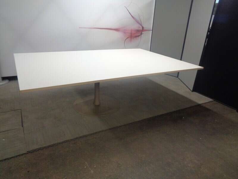 White Boardroom Table with Maple Edging 2400w