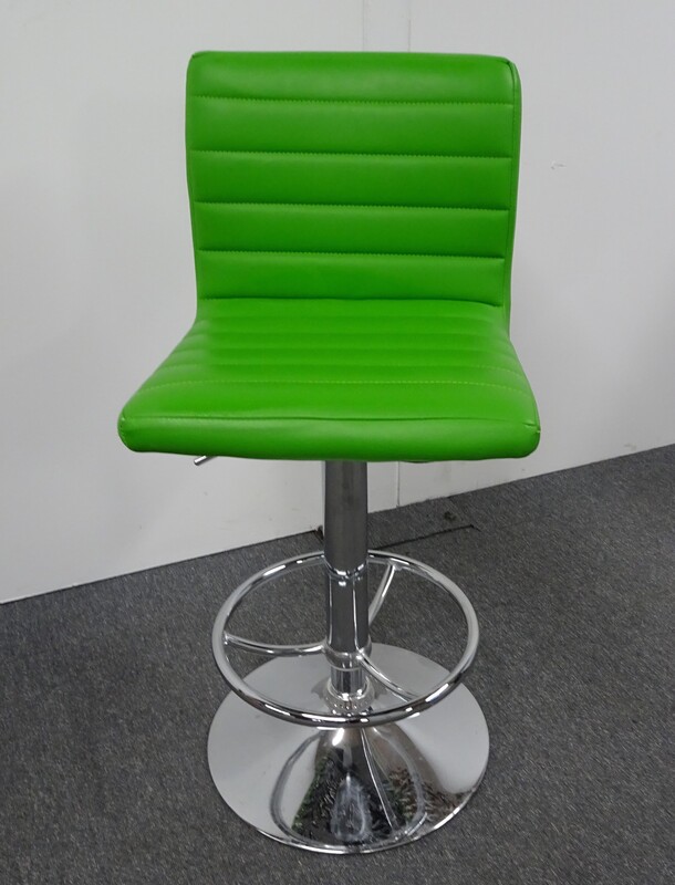 Green Faux Leather & Chrome Bar Stool