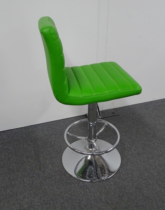 Green Faux Leather & Chrome Bar Stool
