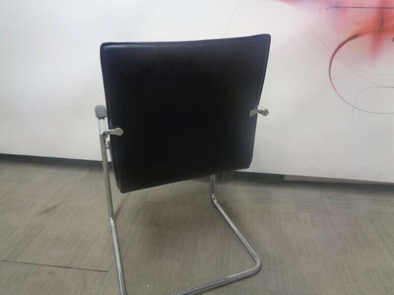 Black Faux Leather Cantilever Meeting Chair