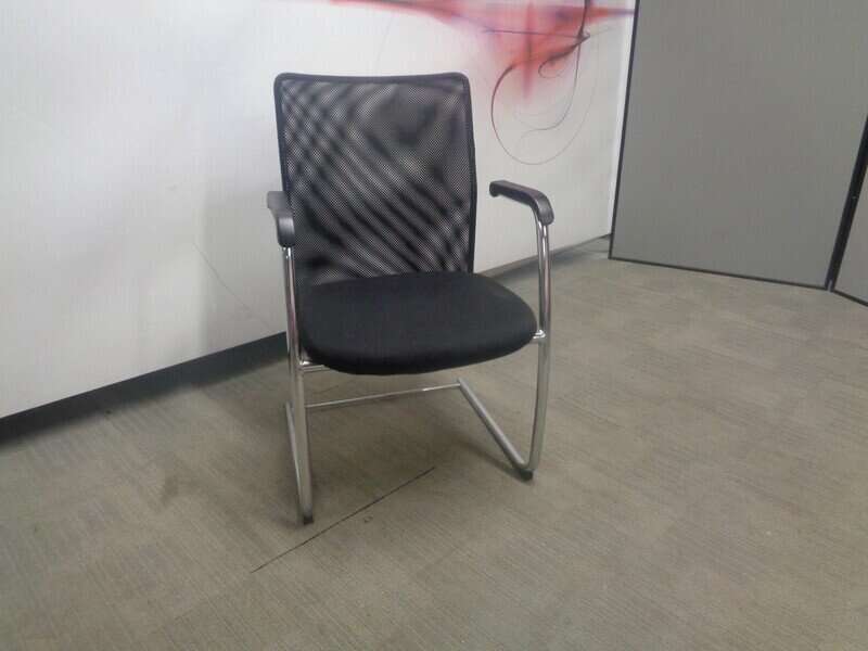 Black Meeting Chair with Mesh Back