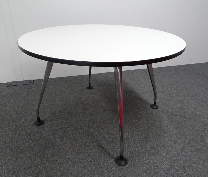 1200dia mm Circular Meeting Table White Top & Chrome Legs