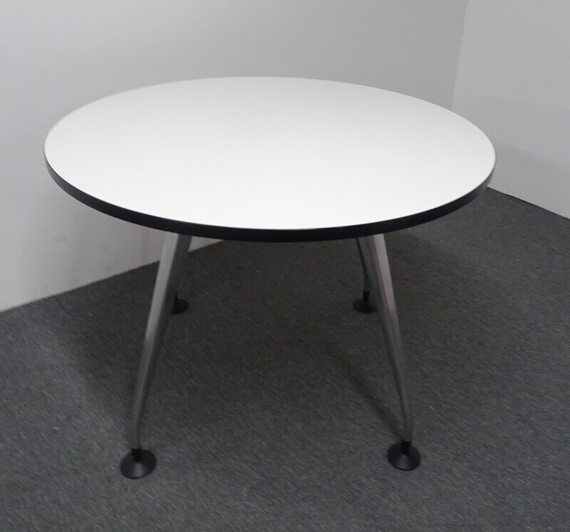 1000dia mm Circular Table with White Top & Black Edging