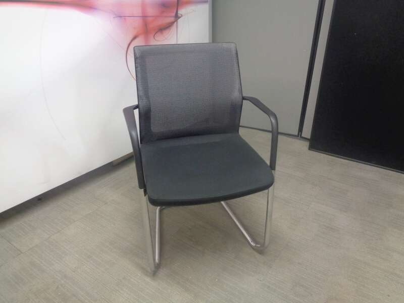 Black/Chrome Refurbished Orangebox Workday Cantilever Meeting Chair 