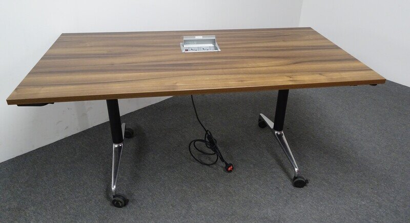 Flip Top Table with Electrics Walnut Top 1600w mm