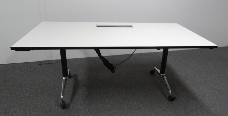 1800w mm Flip Top Table White Top with Black Edging