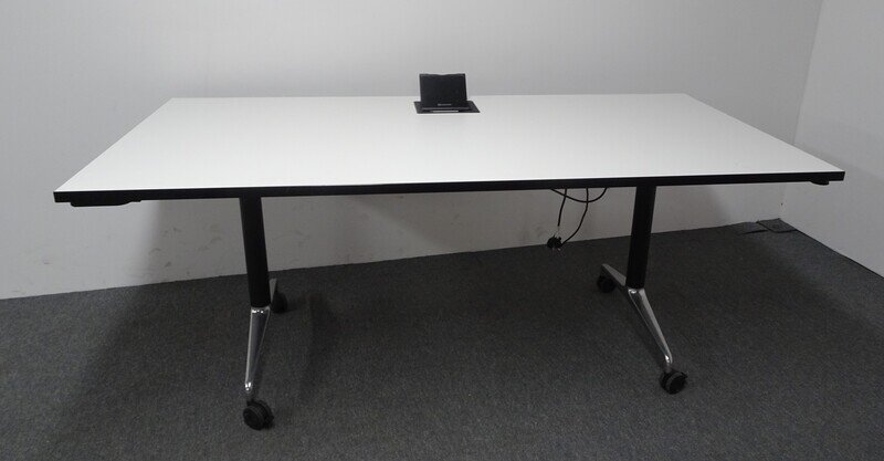 1800w mm Flip Top Table with White Top & Black Edging