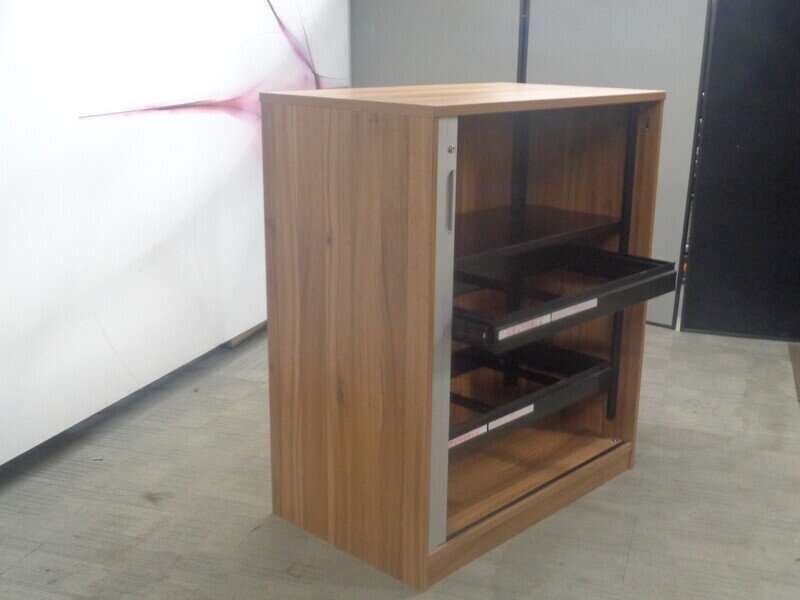 1190h mm Walnut Surround Tambour with Roller Pullouts