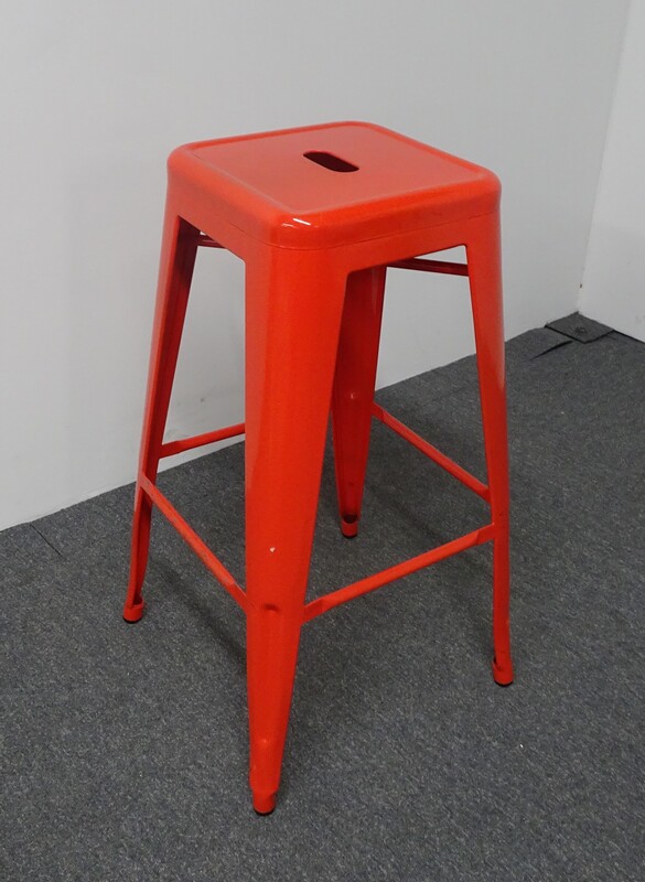 Red Tolix Style Metal Cafeacute Stool