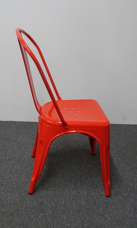 Tolix Style Metal Café Chair in Red