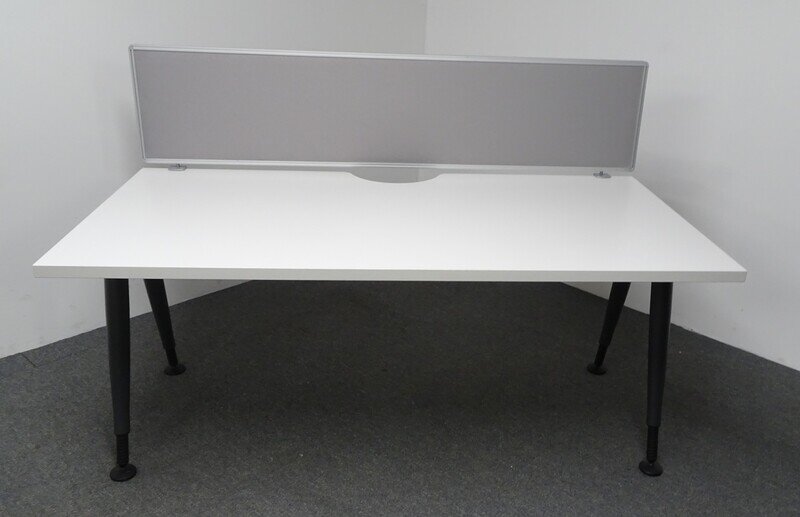 1600w mm Senator Freestanding Desk White Top & Graphite Legs