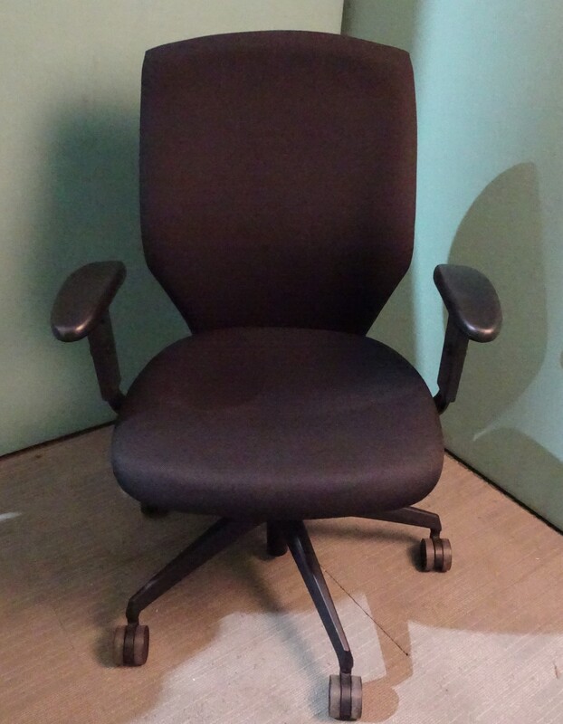 Operator Chair in Black Upholstered Fabric