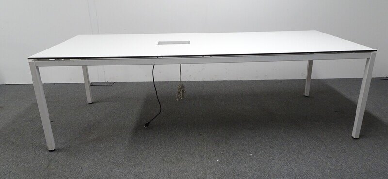 2400w mm Meeting Table with White Top & Black Edging